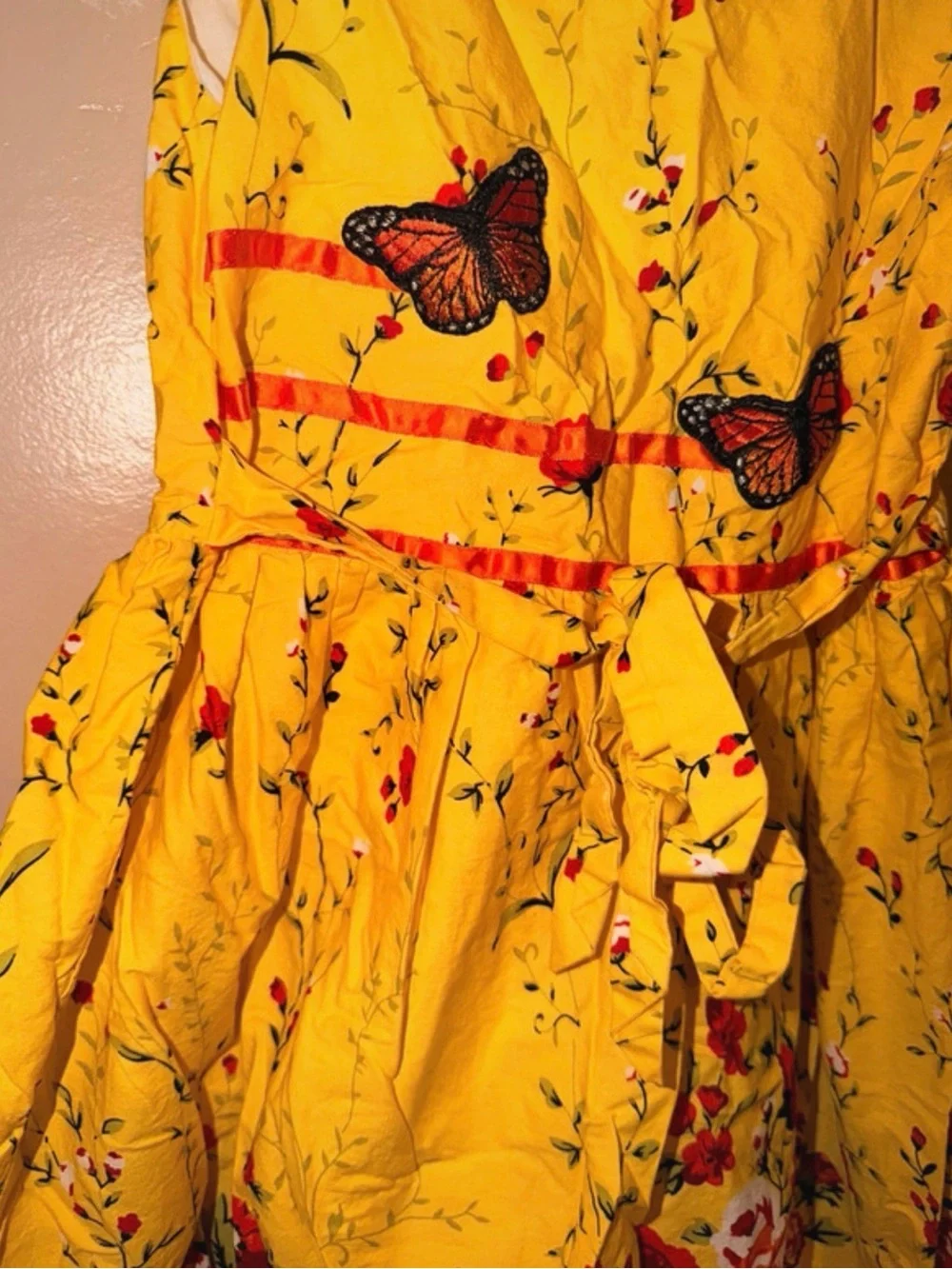 Sunshine Yellow Floral & Butterfly Girls' Dress